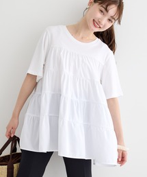 AMERICAN HOLIC | 異素材ティアードカットチュニック(Tシャツ/カットソー)