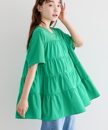 AMERICAN HOLIC | 異素材ティアードカットチュニック(Tシャツ/カットソー)