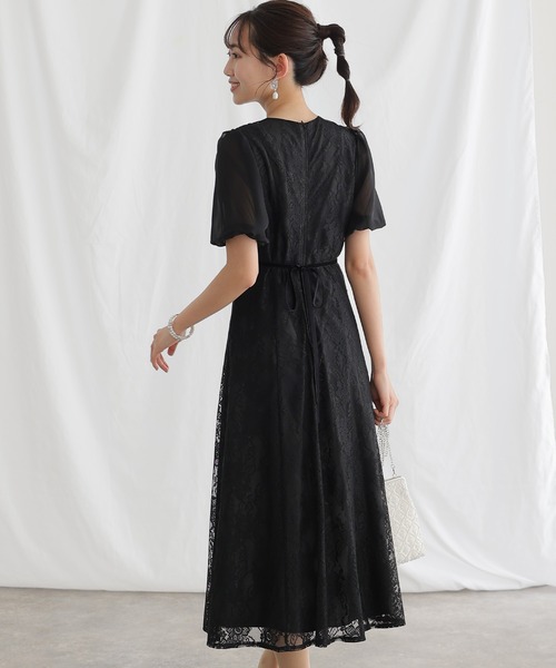 ✨完売品✨atlo by pour vous オケージョンドレス リボン 黒 結婚式 パーティードレス 袖ありとロングベロアリボンセレモニー