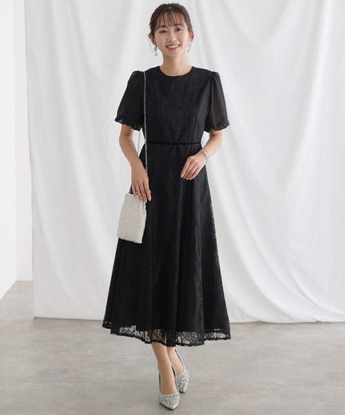 PourVous(プールヴー)の「結婚式 パーティー ドレス 袖あり と ロング ベロアリボンセレモニー フォーマル オケージョンドレス お呼ばれ 二次会 成人式 (ドレス・レディース・ブラック/グレイッシュベージュ/ブルーグレー・M)」の7枚目の写真