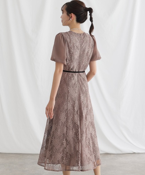 PourVous(プールヴー)の「結婚式 パーティー ドレス 袖あり と ロング ベロアリボンセレモニー フォーマル オケージョンドレス お呼ばれ 二次会 成人式 (ドレス・レディース・ブラック/グレイッシュベージュ/ブルーグレー・M)」の9枚目の写真