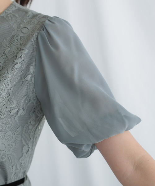 PourVous(プールヴー)の「結婚式 パーティー ドレス 袖あり と ロング ベロアリボンセレモニー フォーマル オケージョンドレス お呼ばれ 二次会 成人式 (ドレス・レディース・ブラック/グレイッシュベージュ/ブルーグレー・M)」の16枚目の写真