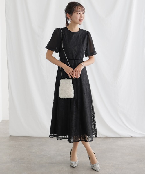 PourVous(プールヴー)の「結婚式 パーティー ドレス 袖あり と ロング ベロアリボンセレモニー フォーマル オケージョンドレス お呼ばれ 二次会 成人式 (ドレス・レディース・ブラック/グレイッシュベージュ/ブルーグレー・M)」の21枚目の写真