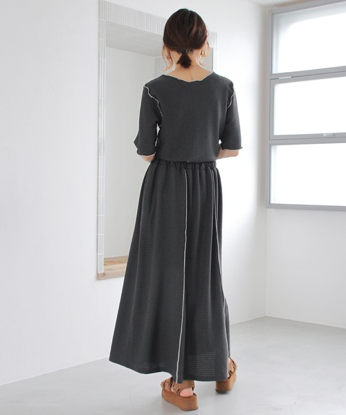 Crisp（クリスプ）の「バイカラーメロウジャカードTシャツ（Tシャツ/カットソー・レディース・アイボリー/チャコールグレー・FREE）」の20枚目の写真