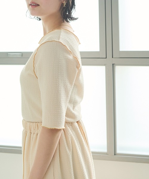 Crisp（クリスプ）の「バイカラーメロウジャカードTシャツ（Tシャツ/カットソー・レディース・アイボリー/チャコールグレー・FREE）」の13枚目の写真