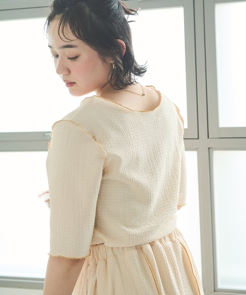 Crisp（クリスプ）の「バイカラーメロウジャカードTシャツ（Tシャツ/カットソー・レディース・アイボリー/チャコールグレー・FREE）」の16枚目の写真