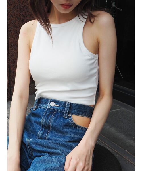 EVRIS（エヴリス）の「パッドインアメスリトップス（タンクトップ・レディース・ホワイト/ブラック/グレー・FREE）」の6枚目の写真