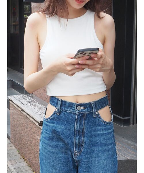 EVRIS（エヴリス）の「パッドインアメスリトップス（タンクトップ・レディース・ホワイト/ブラック/グレー・FREE）」の8枚目の写真