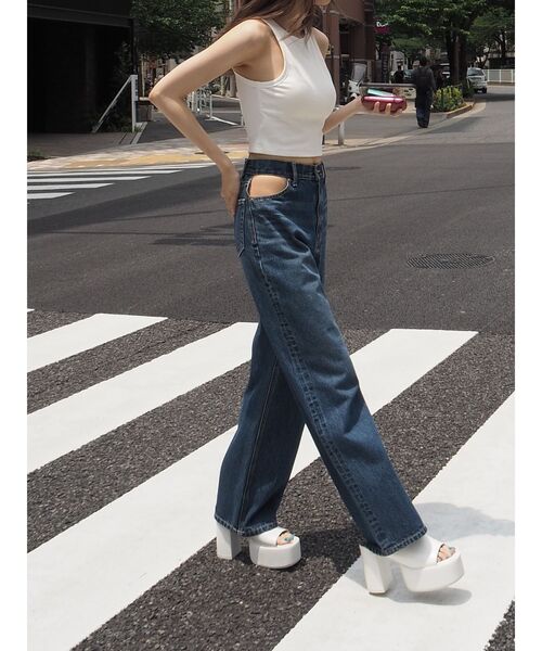 EVRIS（エヴリス）の「パッドインアメスリトップス（タンクトップ・レディース・ホワイト/ブラック/グレー・FREE）」の9枚目の写真