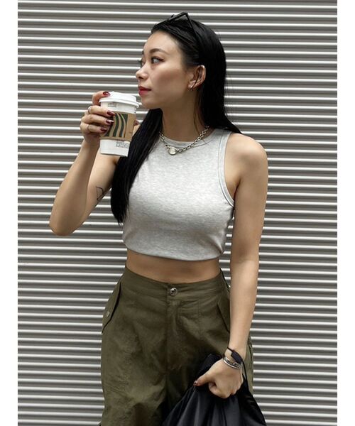 EVRIS（エヴリス）の「パッドインアメスリトップス（タンクトップ・レディース・ホワイト/ブラック/グレー・FREE）」の14枚目の写真