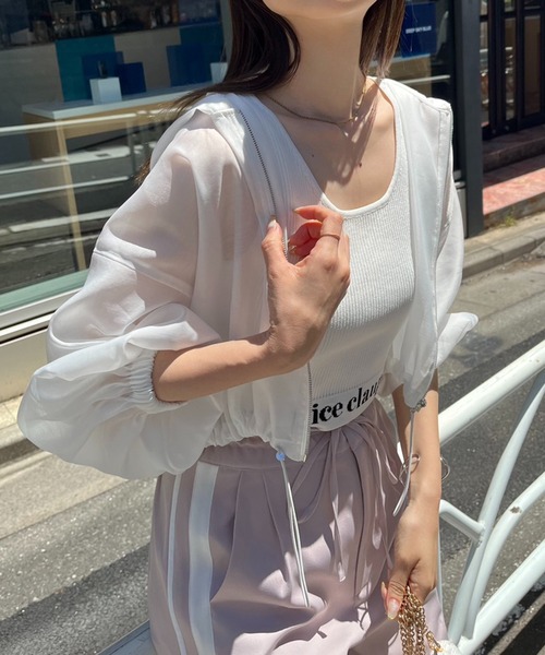 one after another NICE CLAUP（ワンアフターアナザーナイスクラップ）の「【新色追加】niceロゴタンクトップ（タンクトップ・レディース・ホワイト/ベージュ/ホワイト×ブラック/ピンク・FREE）」の7枚目の写真