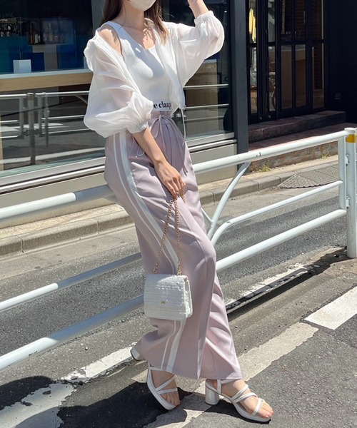 one after another NICE CLAUP（ワンアフターアナザーナイスクラップ）の「【新色追加】niceロゴタンクトップ（タンクトップ・レディース・ホワイト/ベージュ/ホワイト×ブラック/ピンク・FREE）」の9枚目の写真