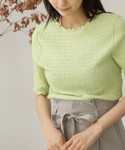 NANO universe(ナノユニバース)の「メロートップス(Tシャツ/カットソー・レディース・ライトベージュ/ライム/ブラック・FREE)」の3枚目の写真