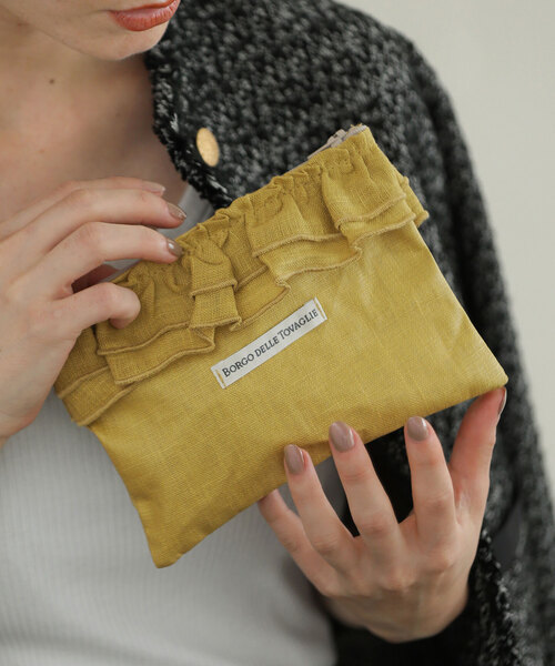 La DELLE TOVAGLIE/ボルゴ デレ トヴァーリ】リネンフリルポーチ(ポーチ