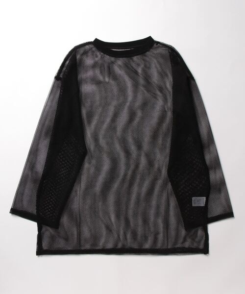 STYLEBLOCK（スタイルブロック）の「ハニカムメッシュシアーオーバーロンT（Tシャツ/カットソー・レディース・ブラック/グレー/オリーブ・M）」の8枚目の写真