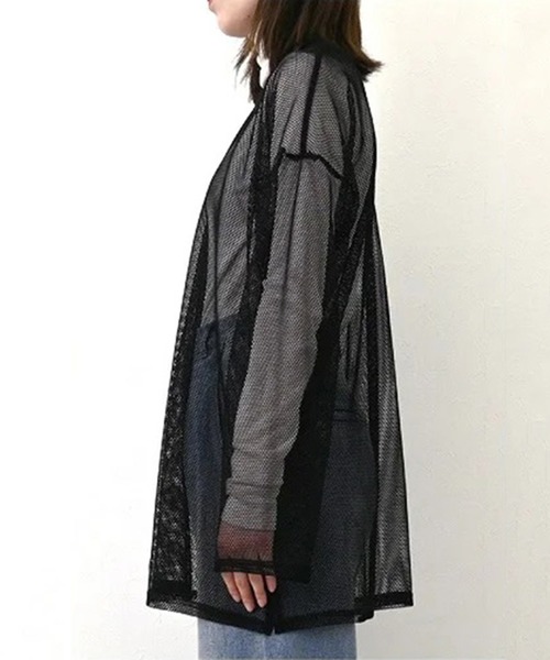 STYLEBLOCK（スタイルブロック）の「ハニカムメッシュシアーオーバーロンT（Tシャツ/カットソー・レディース・ブラック/グレー/オリーブ・M）」の6枚目の写真