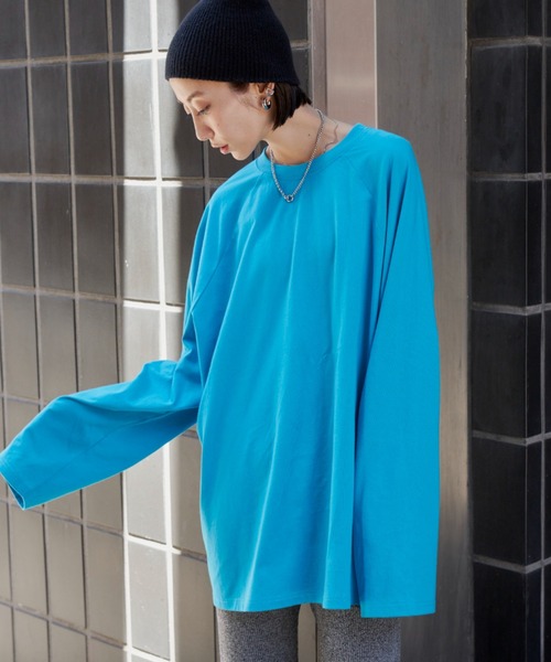 Auntie Rosa Holiday（アンティローザホリデー）の「ラグランスリーブBIGロンT（Tシャツ/カットソー・レディース・ナチュラル/グレー/グリーン/ブルー/ピンク/サックスブルー/チャコールグレー/ダークグレー/レッド/ネイビー/ネイビー系・FREE）」の8枚目の写真