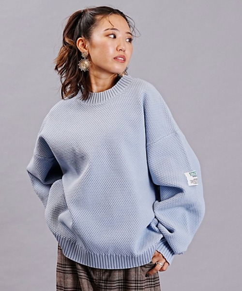 DISCUS ATHLETIC（ディスカス　アスレチック）の「DISCUS ATHLETIC/ディスカスアスレチック クルーネックニット スポンディッシュニット バルーンスリーブ 3487-8973（ニット/セーター・レディース・サックスブルー/アイボリー/チャコールグレー/オレンジ/マジェンタ/グリーン・FREE）」の5枚目の写真