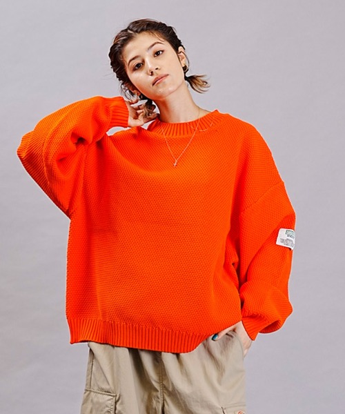 DISCUS ATHLETIC（ディスカス　アスレチック）の「DISCUS ATHLETIC/ディスカスアスレチック クルーネックニット スポンディッシュニット バルーンスリーブ 3487-8973（ニット/セーター・レディース・サックスブルー/アイボリー/チャコールグレー/オレンジ/マジェンタ/グリーン・FREE）」の6枚目の写真