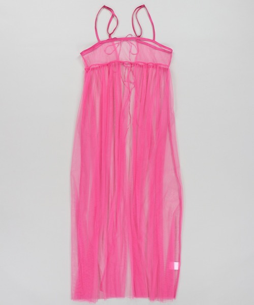 SPINNS（スピンズ）の「【2way!前後で着られる】チュールロングキャミワンピース レイヤード（ワンピース・レディース・アイボリー/ブルー/ブラック/チャコール/ピンク/グレイッシュベージュ/ピンク系その他/ライトブルー/レッド・ONESIZE）」の8枚目の写真