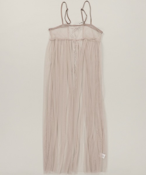 SPINNS（スピンズ）の「【2way!前後で着られる】チュールロングキャミワンピース レイヤード（ワンピース・レディース・アイボリー/ブルー/ブラック/チャコール/ピンク/グレイッシュベージュ/ピンク系その他/ライトブルー/レッド・ONESIZE）」の7枚目の写真