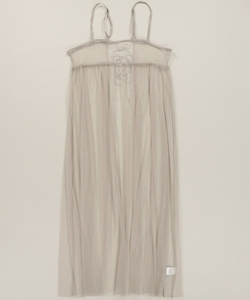 SPINNS（スピンズ）の「【2way!前後で着られる】チュールロングキャミワンピース レイヤード（ワンピース・レディース・アイボリー/ブルー/ブラック/チャコール/ピンク/グレイッシュベージュ/ピンク系その他/ライトブルー/レッド・ONESIZE）」の4枚目の写真