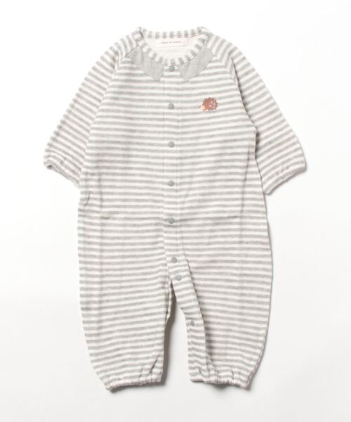 sense of wonder（センスオブワンダー）の「animal刺しゅう2wayオール【日本製】（ロンパース・キッズ・ライトグレー/キナリ・50-70cm）」の4枚目の写真