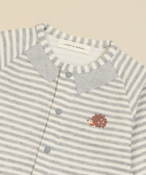 sense of wonder（センスオブワンダー）の「animal刺しゅう2wayオール【日本製】（ロンパース・キッズ・ライトグレー/キナリ・50-70cm）」の10枚目の写真