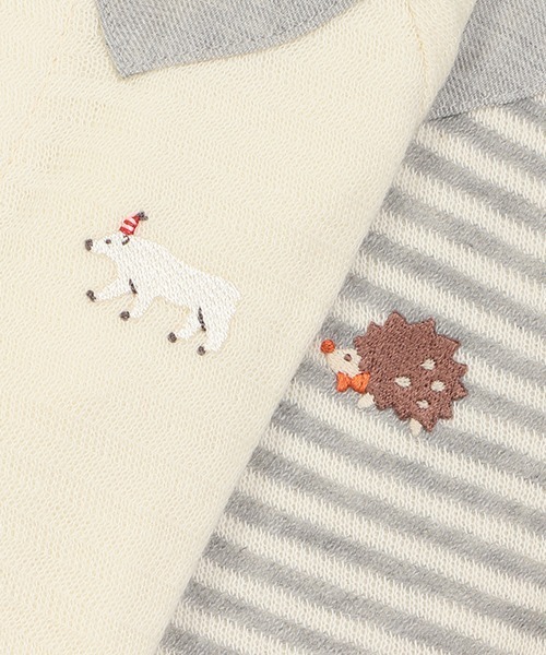 sense of wonder（センスオブワンダー）の「animal刺しゅう2wayオール【日本製】（ロンパース・キッズ・ライトグレー/キナリ・50-70cm）」の9枚目の写真
