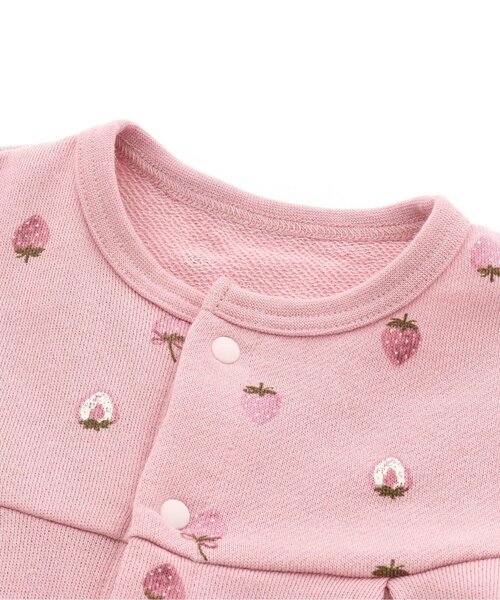 Ampersand（アンパサンド）の「いちご・花柄カバーオール（ロンパース・キッズ・ピンク/アイボリー・70/80/60）」の5枚目の写真