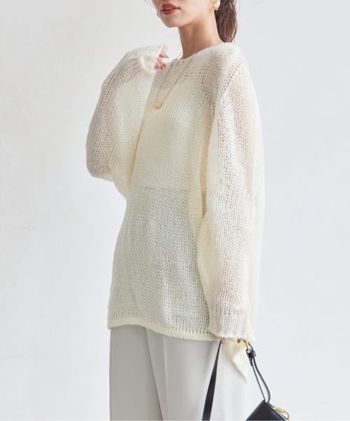 Chez toi(シェトワ)の「モヘアライクシアーVネックプルオーバー(ニット/セーター・レディース・オフホワイト/ブラック/ブルー・FREE)」の12枚目の写真