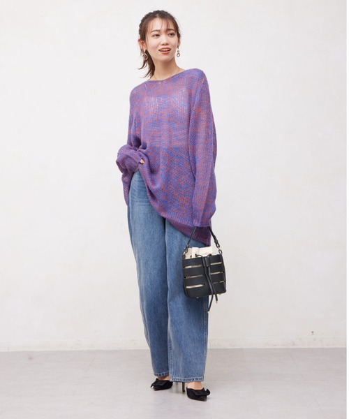 Chez toi(シェトワ)の「モヘアライクシアーVネックプルオーバー(ニット/セーター・レディース・オフホワイト/ブラック/ブルー・FREE)」の22枚目の写真