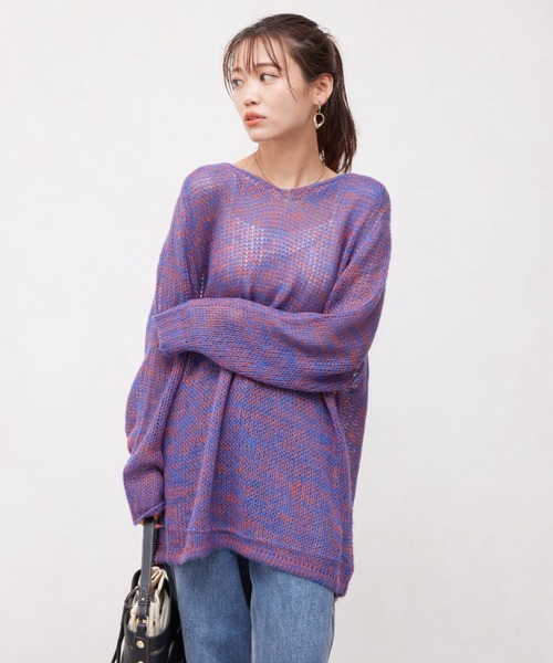 Chez toi(シェトワ)の「モヘアライクシアーVネックプルオーバー(ニット/セーター・レディース・オフホワイト/ブラック/ブルー・FREE)」の21枚目の写真