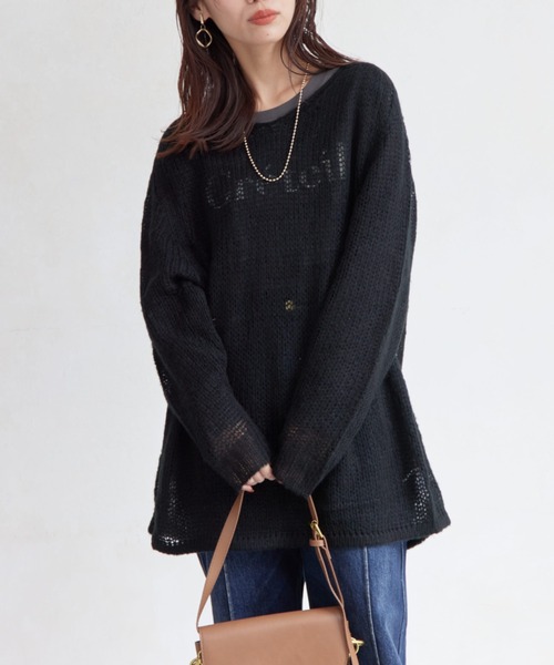 Chez toi(シェトワ)の「モヘアライクシアーVネックプルオーバー(ニット/セーター・レディース・オフホワイト/ブラック/ブルー・FREE)」の19枚目の写真