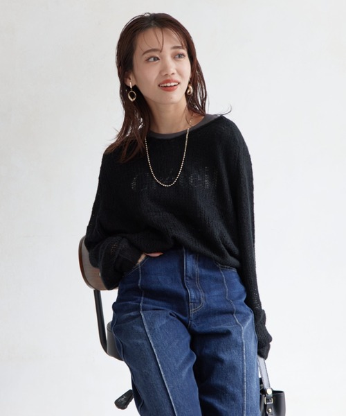 Chez toi(シェトワ)の「モヘアライクシアーVネックプルオーバー(ニット/セーター・レディース・オフホワイト/ブラック/ブルー・FREE)」の15枚目の写真