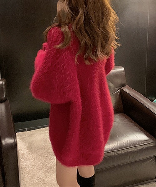 gossip！ロサンゼルス（ゴシップロサンゼルス）の「YUGA　Vネック　ルーズシルエットセーター（ニット/セーター・レディース・ブラウン/ブルー/オフホワイト/レッド/ブラック・FREE）」の18枚目の写真