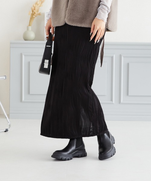 acro（アクロ）の「ウェーブプリーツSK/AC3823（スカート・レディース・ブラック/グレー・ﾌﾘ-）」の2枚目の写真