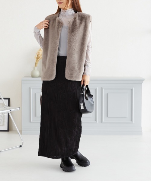 acro（アクロ）の「ウェーブプリーツSK/AC3823（スカート・レディース・ブラック/グレー・ﾌﾘ-）」の4枚目の写真