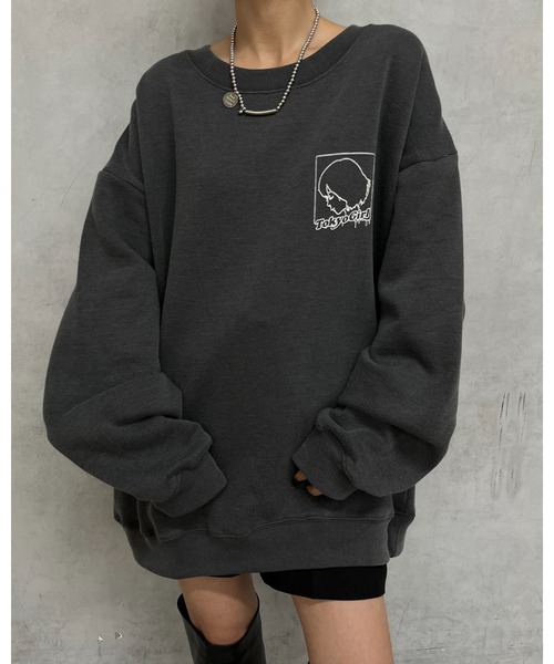 TOKYOGIRL（トーキョーガール）の「《WEB限定》【TOKYO GIRL】東京ガールクルースウェット（スウェット・レディース・チャコールグレー/アッシュグレー/ブラック/グリーン/ダークグレー・FREE）」の18枚目の写真