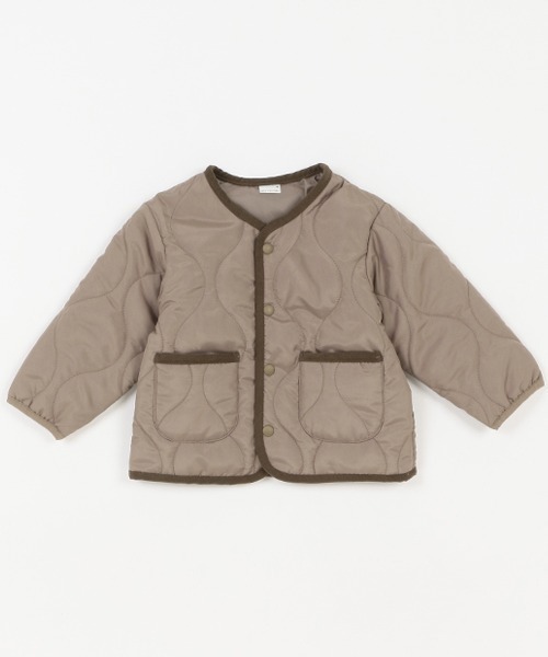 petit main（プティマイン）の「【& Re/撥水加工】キルト薄中綿ジャケット（ブルゾン・キッズ・ネイビー/アイボリー/モカ/カーキ・120cm/110cm/80ｃｍ/100cm/90cm/130cm）」の3枚目の写真