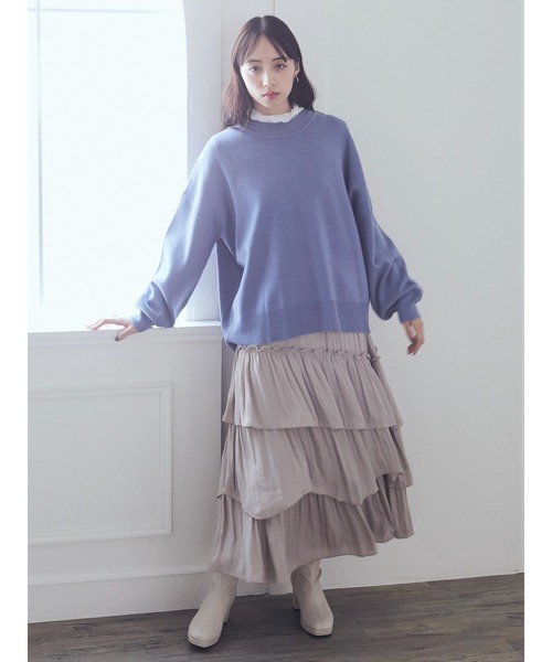 earth music&ecology（アースミュージックアンドエコロジー）の「ランダムティアードスカート（スカート・レディース・グリーン/ベージュ/ブラック・FREE）」の5枚目の写真