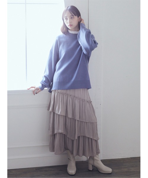 earth music&ecology（アースミュージックアンドエコロジー）の「ランダムティアードスカート（スカート・レディース・グリーン/ベージュ/ブラック・FREE）」の7枚目の写真