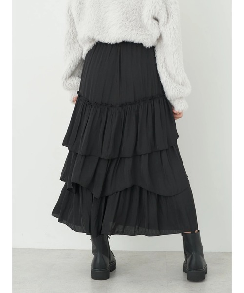 earth music&ecology（アースミュージックアンドエコロジー）の「ランダムティアードスカート（スカート・レディース・グリーン/ベージュ/ブラック・FREE）」の14枚目の写真