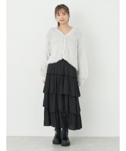 earth music&ecology（アースミュージックアンドエコロジー）の「ランダムティアードスカート（スカート・レディース・グリーン/ベージュ/ブラック・FREE）」の15枚目の写真