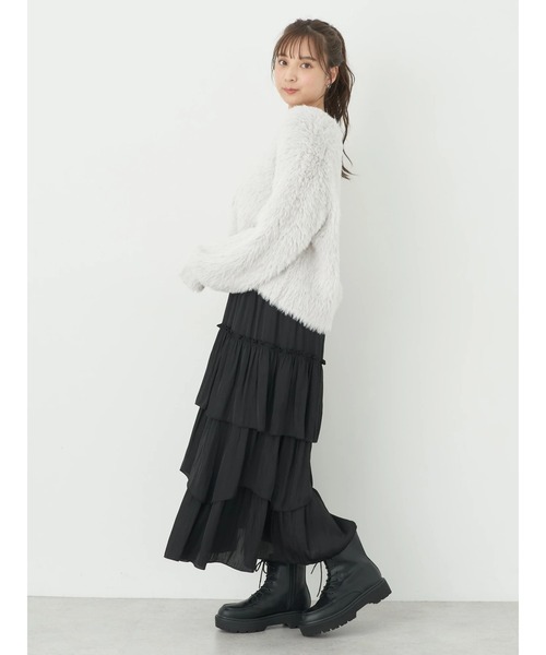 earth music&ecology（アースミュージックアンドエコロジー）の「ランダムティアードスカート（スカート・レディース・グリーン/ベージュ/ブラック・FREE）」の16枚目の写真