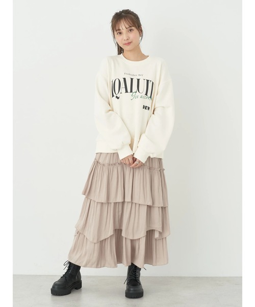 earth music&ecology（アースミュージックアンドエコロジー）の「ランダムティアードスカート（スカート・レディース・グリーン/ベージュ/ブラック・FREE）」の18枚目の写真