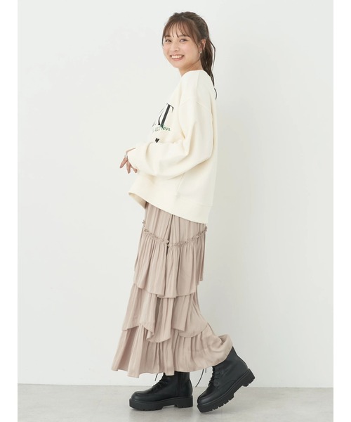 earth music&ecology（アースミュージックアンドエコロジー）の「ランダムティアードスカート（スカート・レディース・グリーン/ベージュ/ブラック・FREE）」の19枚目の写真