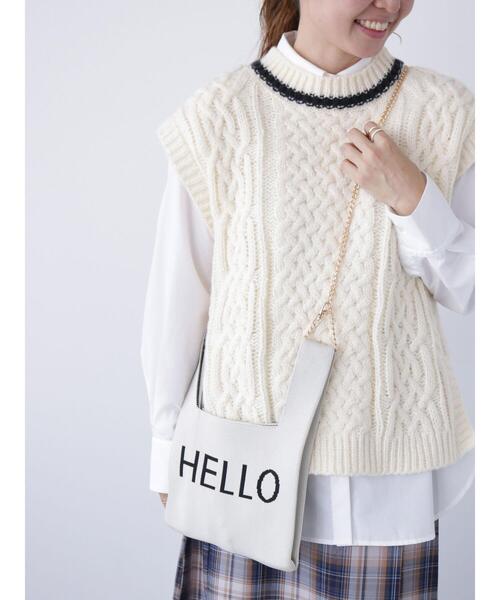 Lugnoncure（ルノンキュール）の「チェーン付ニットマルシェバッグ（ハンドバッグ・レディース・オフホワイト/ブラック/グレー・F）」の9枚目の写真