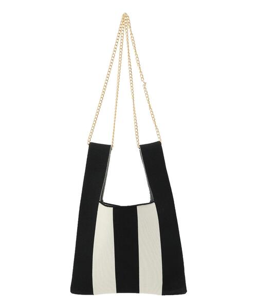 Lugnoncure（ルノンキュール）の「チェーン付ニットマルシェバッグ（ハンドバッグ・レディース・オフホワイト/ブラック/グレー・F）」の11枚目の写真