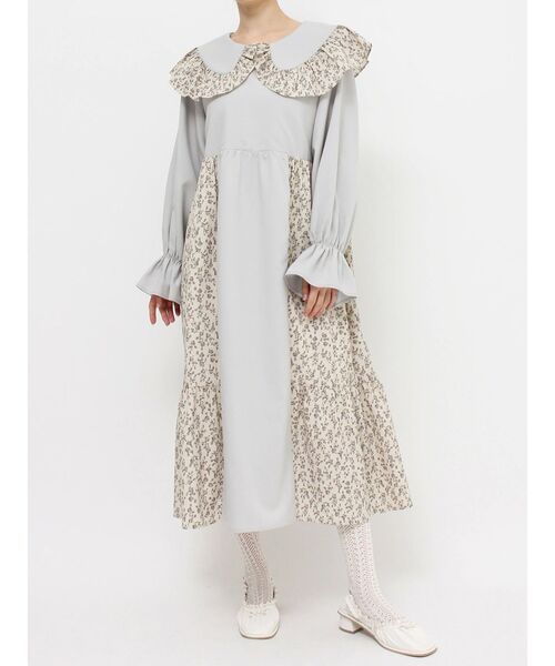 merry jenny（メリージェニー）の「キリカエflowerフリルワンピース（ワンピース・レディース・ライトブルー/ベージュ/ブラック・FREE）」の12枚目の写真